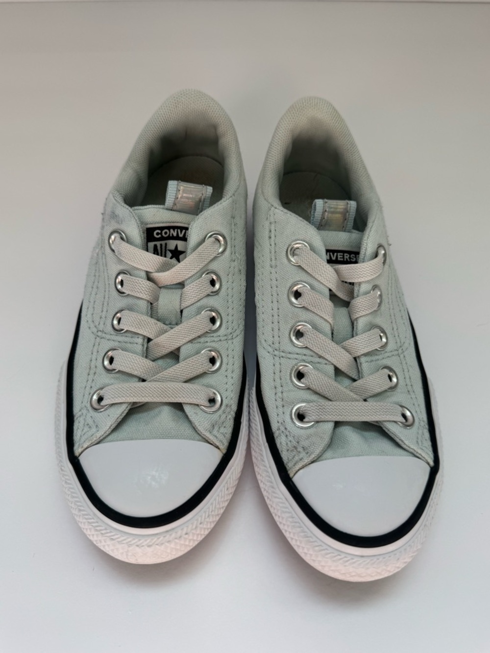 Pull-On Converse Kids Shoes Size 13 Mint Green & iridescent silver